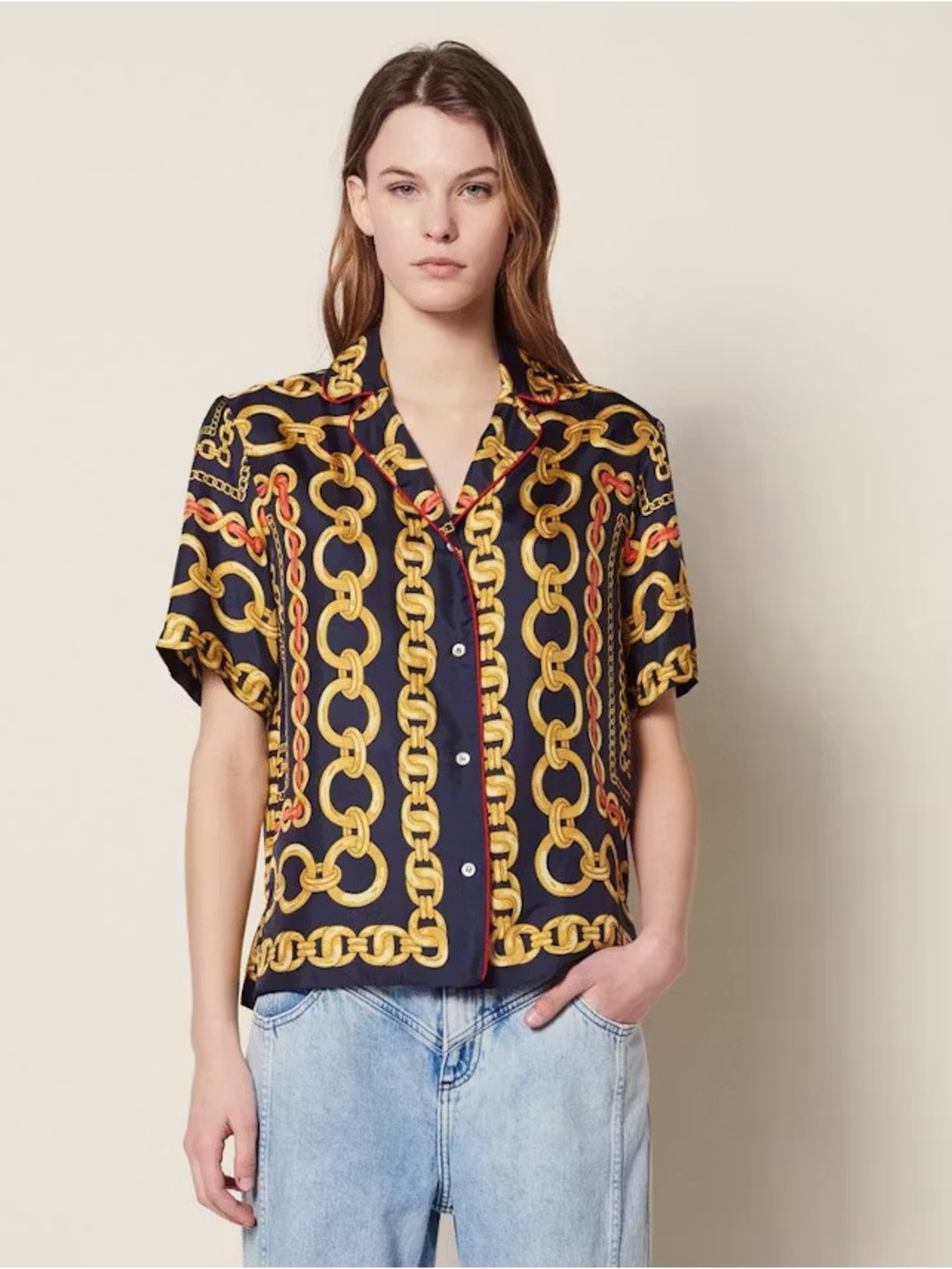 Sandro chain print silk top